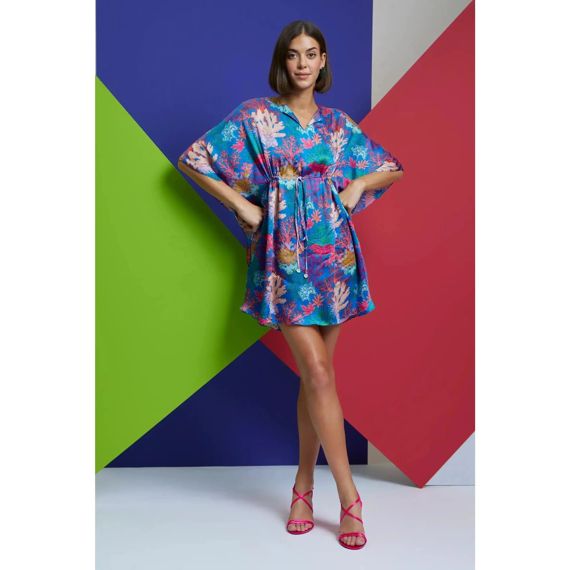 Blue string kaftan dress