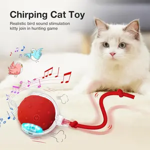 Fun toys to accompany pets-Cat & Dog Need Toy - Smart USB Rechargeable Ball Toy for Rug, Built-in Bird Chirping Sound, Anti-Depression Fun Gift for Cats & Dogs ﻿