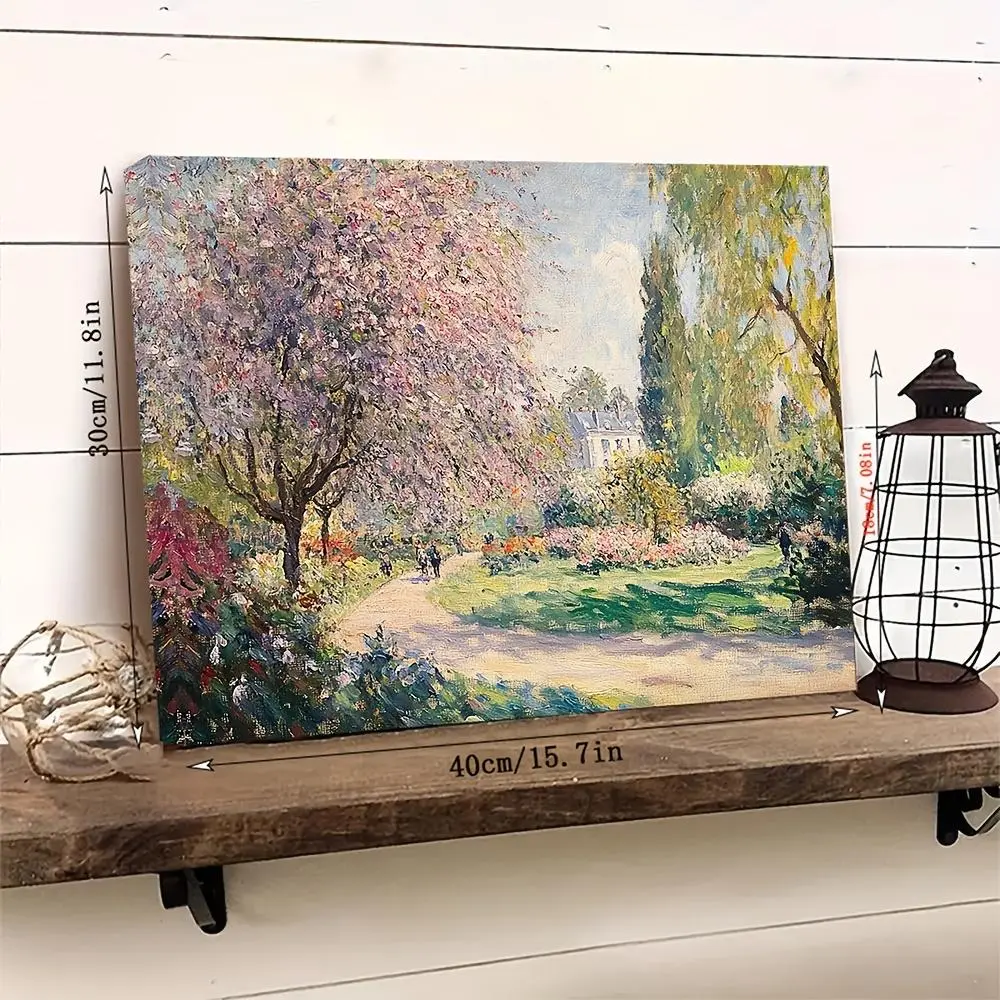 Monet's Garden at Giverny Vintage-Style Framed Canvas Wall Art - Home Supplies Decorative Poster Print, Perfect Valentine's Day Gift for Adults