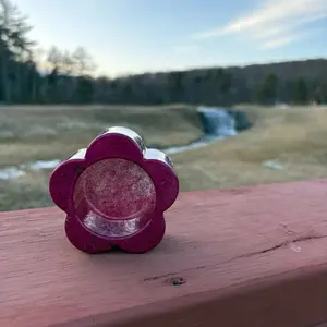 Retro Pink Flower Tealight Candle Holder with Small Imperfections, Floral Design