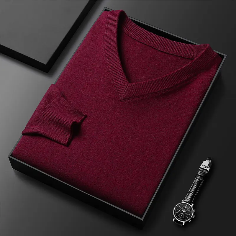 V neck   Wine Red