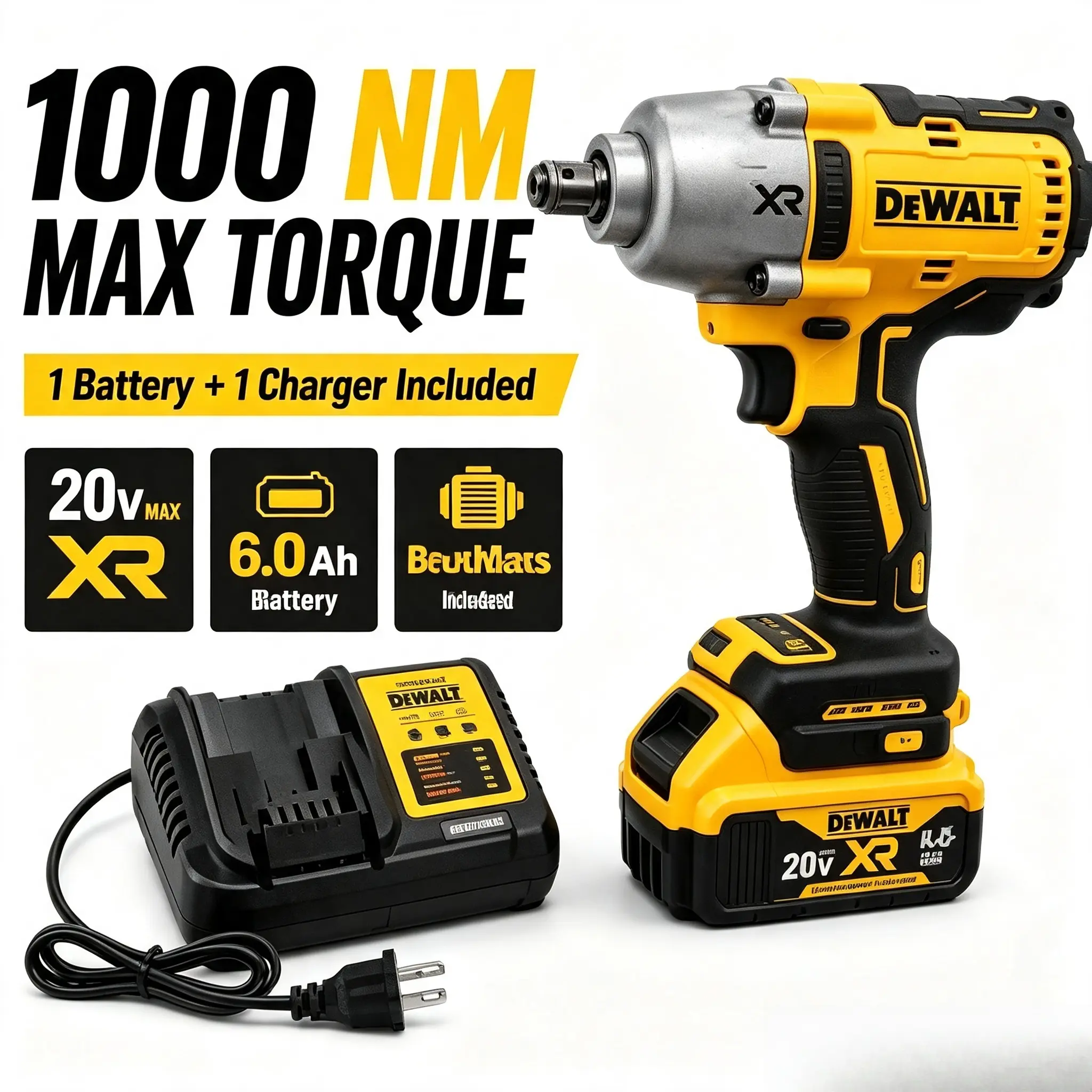 DeWALT 2025WALT DCF900  Wrench 1/2" Inch High Torque With Hog Ring Anvil 20V Brushless Cordless Dewalt Power Tools lug nut remover electric drill impact flexvolt lithium-ion no-load speed