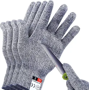 4 Pack Cut Resistant Gloves (M+L) Level 5 Protection Kitchen Gloves, Upgraded Anti-Cut Safety Gloves for Meat Cutting, Wood Carving.