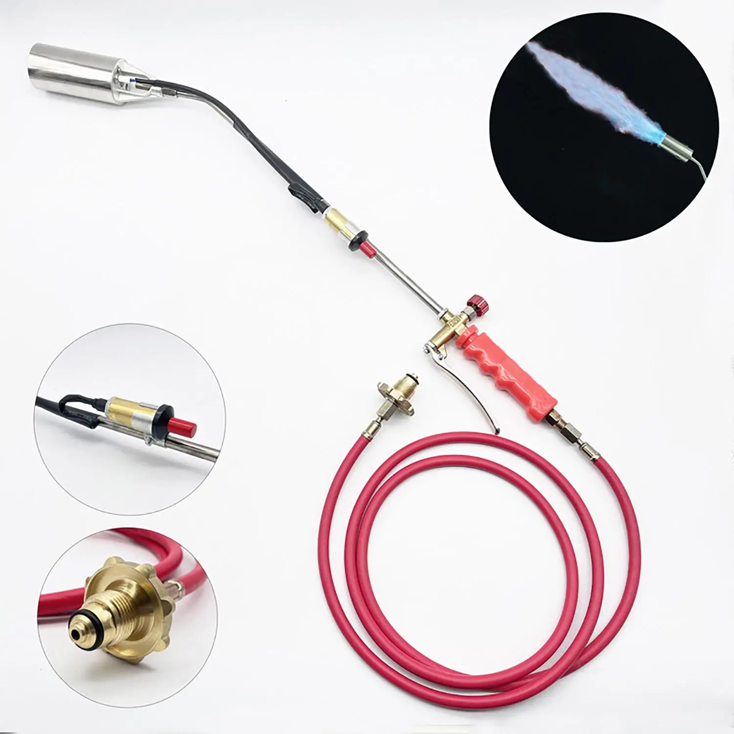 Lightweight Utility Weed Burner, 340000 BTU Flamethrower with 6.5ft Hose, Blow Torch Equipped with Igniter and Flame Control