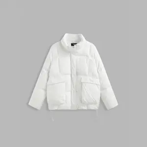 Cider Stand Collar Quilted Drawstring Puffer Jacket