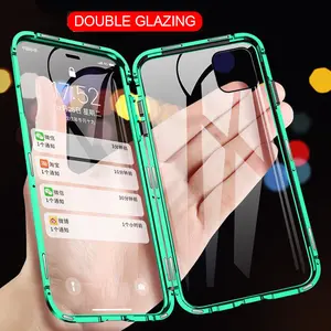 360 Magnetic Adsorption Metal Case For iPhone 16 15 14 13 12 11 Pro Max XR Double-Sided Glass Case For iPhone 7 8 Magnet Cover