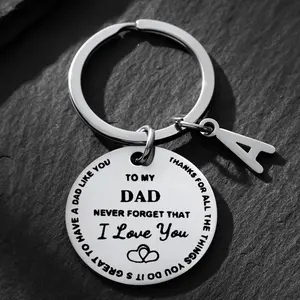 Men's Stainless Steel Round Engraved Keychain - Personalized DIY Gift for Dad, Father's Day & Christmas - Custom Designs, Initial Engraving, Metal Nameplate, Nameplate Engraving, Engraving Keychains, Custom Designs Keychains