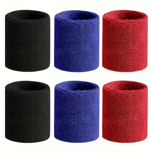 6-Piece Sports Wristbands Unisex Sweat-Wicking Elastic Bracelets Adjustable Non-Slip Design Stable Support Lightweight Comfortable Fitness Gear Sports Accessories