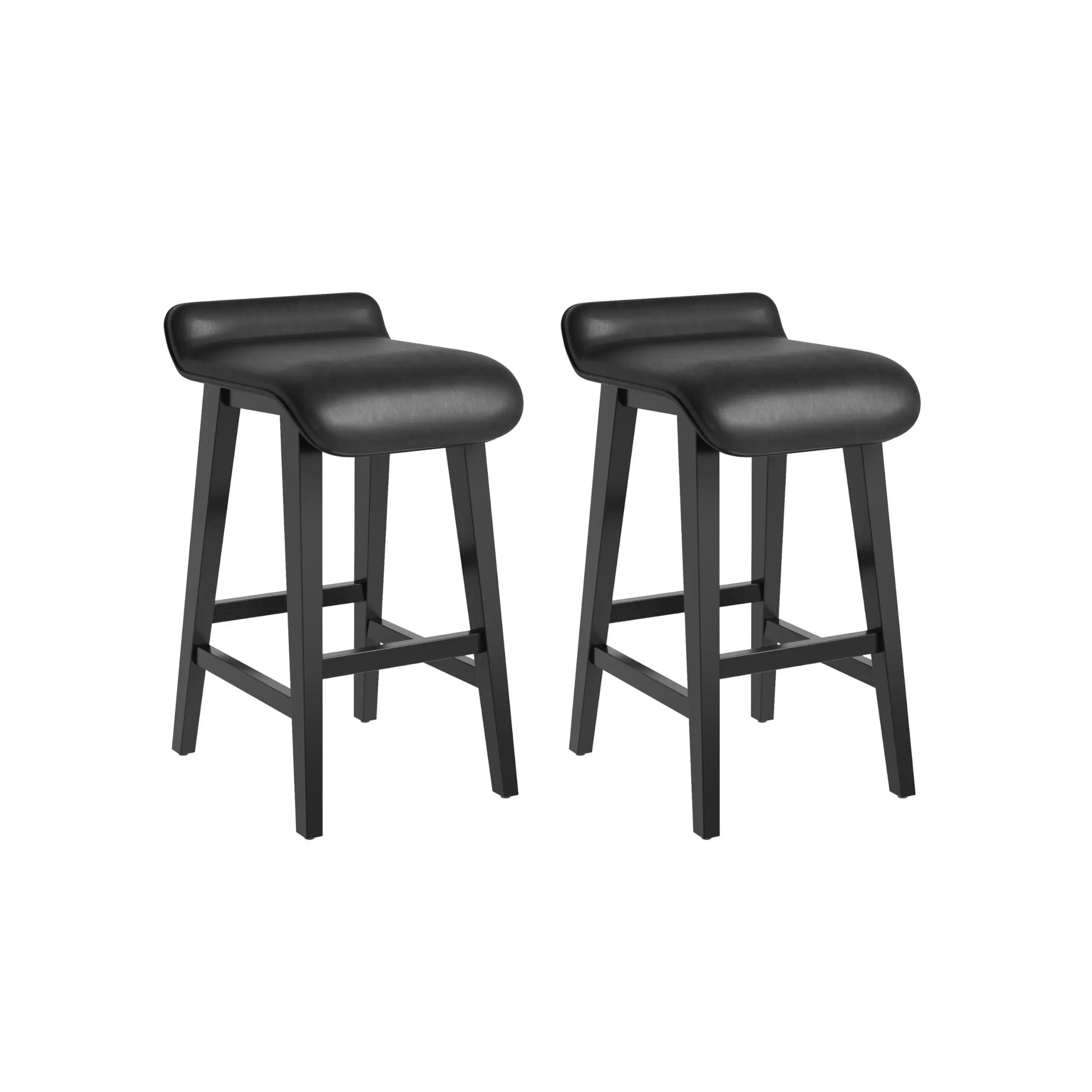Garvee 26.2" Bar Stools Modern Comfort Bar Stools Set of 2 - 26.2'' Counter Height, Upholstered Low Back, Footrest, Versatile for Kitchen Island, Patio or Dining - Green
