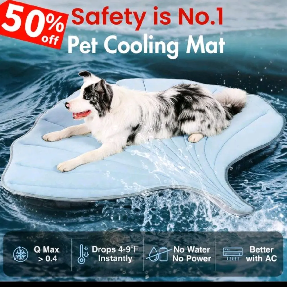 Vagascape Pet Cooling Mat Q Max 0.4 Instant 4-9°F Drop No Water Needed AC Enhanced Safety First Cooling Blanket for Dogs
