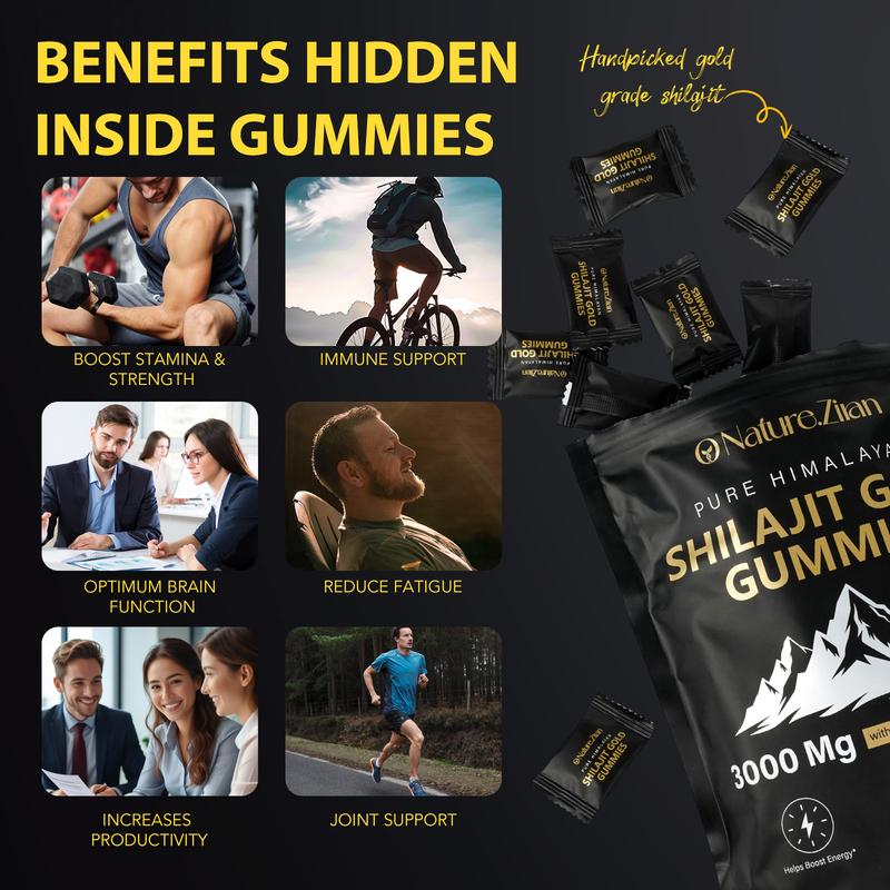 ONatureZiran Shilajit Gummies for Men & Women - Pure Himalayan Shilajit Gold Gummies Rich in Ashwagandha, Gokshura with 85+ Minerals, Authentic Flavor 80 Gummies Fitness Endurance Supplement Nutrition Supplement Strength Healthcare