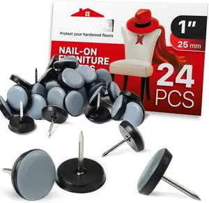 Chair Glides   1" Furniture Glides 24 count  Grey -on Chair Sliders   Chair  Floor Protectors  Slide Effortlessly with Chair  Pads That Protect Your Floor!