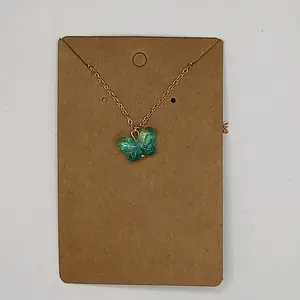 Teal Glass Butterfly Pendant Necklace for Women