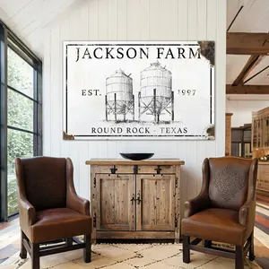 Silo Farm Personalized Family Sign - Vintage Signs Customized Name Sign Canvas Wall Art