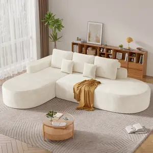 112-inch extra-large corner sofa, modular curved sofa, soft chenille fabric, deep seat design, no assembly required.