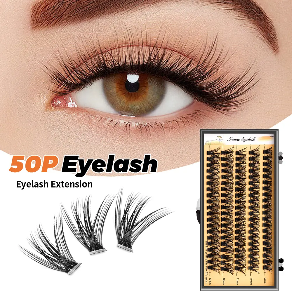 Viral 10D Heat Bond Cluster Lashes, Fishtail Individual Eyelash Extensions, 30 Rows Large Capacity, Dense Natural Curly Professional Lash Supplies look eyebrow makeup holiday false eyelash style