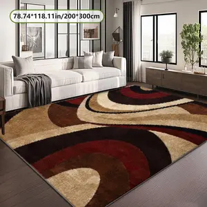 Velvet Home Rug with Dynamic Wave Print, Holiday Decor Carpet, Home Decorative Rugs, Fluffy Modern Area Rug for Living Room, Hallway, Bedroom, Entrance Mat, Indoor Outdoor Use
