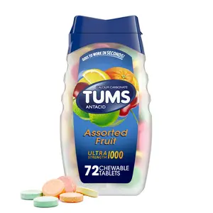 TUMS Smoothies Extra Strength Heartburn Relief Chewable Antacid Tablets 72 Count with 1000 mg Calcium Carbonate Fast-Acting Relief, Healthcare Vitamin