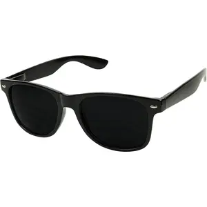 Super Dark Round Sunglasses UV Protection Spring Hinge Classic 80's Shades   Eyes