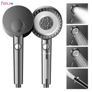 FEELSO Filtered Shower Head with Handheld High Pressure 4 Modes,Water Softener for Hard Water,ON/OFF Pause Switch,Removes Chlorine,Perfect for Pets & Hair Care