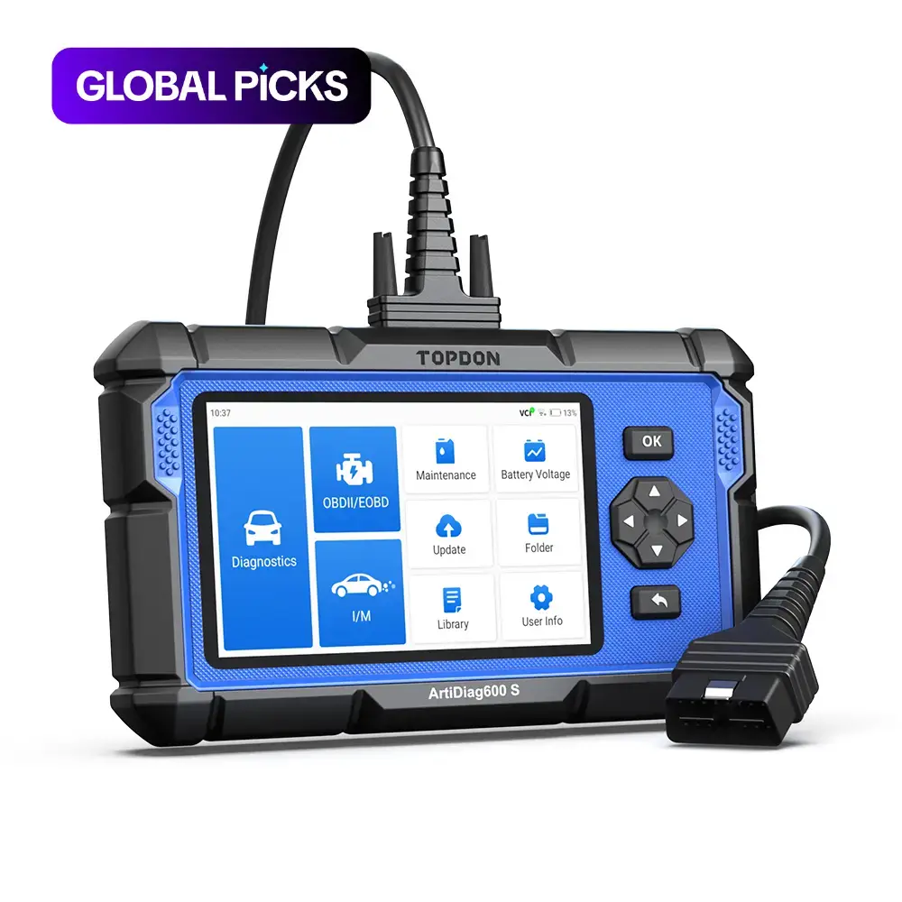 TOPDON AD600S OBD2 Scanner and Code Reader, Diagnostic Tool with 9 Reset Services (Oil, Brake, BMS, SAS, DPF, TPMS, ETS, ABS Bleeding, Injector Coding), Digital Automotive Tester for ABS/SRS/AT/Engine, Car Voltage Tester #GLOBAL PICKS
