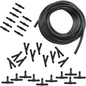 30 PCS Car Windshield Washer Kit, 1 PC 13.1Ft Rubber Washer Hose, 30 PCS Y-Type T-Type I-Type Hose Connectors Accessories, Universal Waterproof Durable Automotive Wash Replacement (Black)