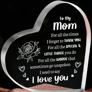 1pc Acrylic 'i Love You Mom' Commemorative Item, Mother's Day Birthday Present, Lovely Decoration Gift For Mom, Acrylic Desktop Decoration, Acrylic Plaque Sign