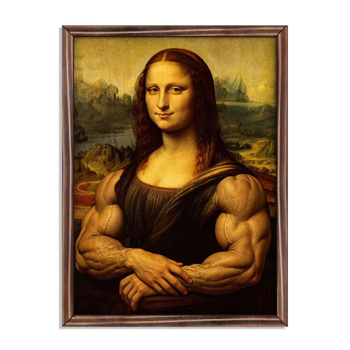 Funny Muscle Mona Lisa Wall Art, Artistic Appeal, Unique Design, No Drilling, Includes Tape, Ideal for Gym, Club, Bar, Girl's Room, Dorm, Art Decor, Desktop Ornament, Wall Art Decoration