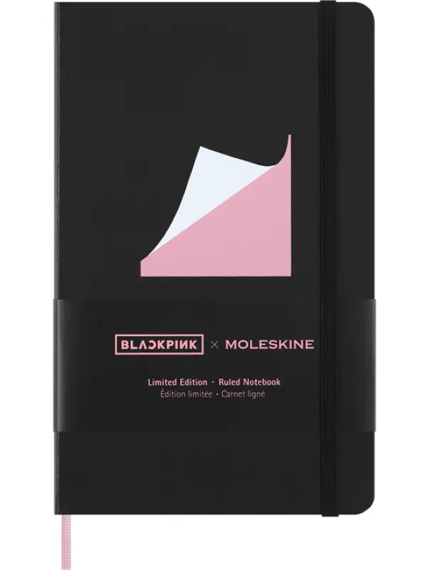 Moleskine x BLACKPINK Limited Edition Notebook, Hard Cover, Large (5" x 8.25") Ruled/Lined, Black, 240 Pages Hardcover Journal Stationery Office Supplies