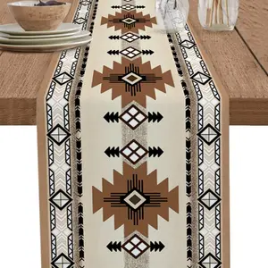 1 PC, Western Bohemian-Style Table Runner Featuring Southwest Indian Geometric Patterns, Suitable For Kitchens, Homes, Dining Rooms, And Outdoor Settings