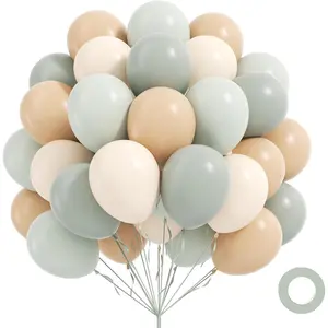 60 count Neutral Balloons 12inch, Nude Sand White Pastel Dusty Green Balloons for Neutral  Shower Birthday Party Decorations