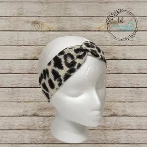Handmade Leopard Rib Knit Twisted Headband