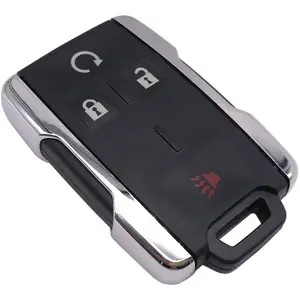 Key Fob Keyless Entry Remote Shell Case Fits for Chevy Chevrolet Silverado Colorado/GMC Sierra Canyon 2014 2015 2016 2017 M3N-32337100 Smart Car Key Button Pad Outer Cover (Silver, 4 Button)