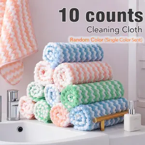 10 Counts Microfiber Cleaning Cloth, Super Soft Absorbent Dish Towels Rags Cloths for Kitchen Drying, Dishwashing & Housekeeping - Multicolor Random
