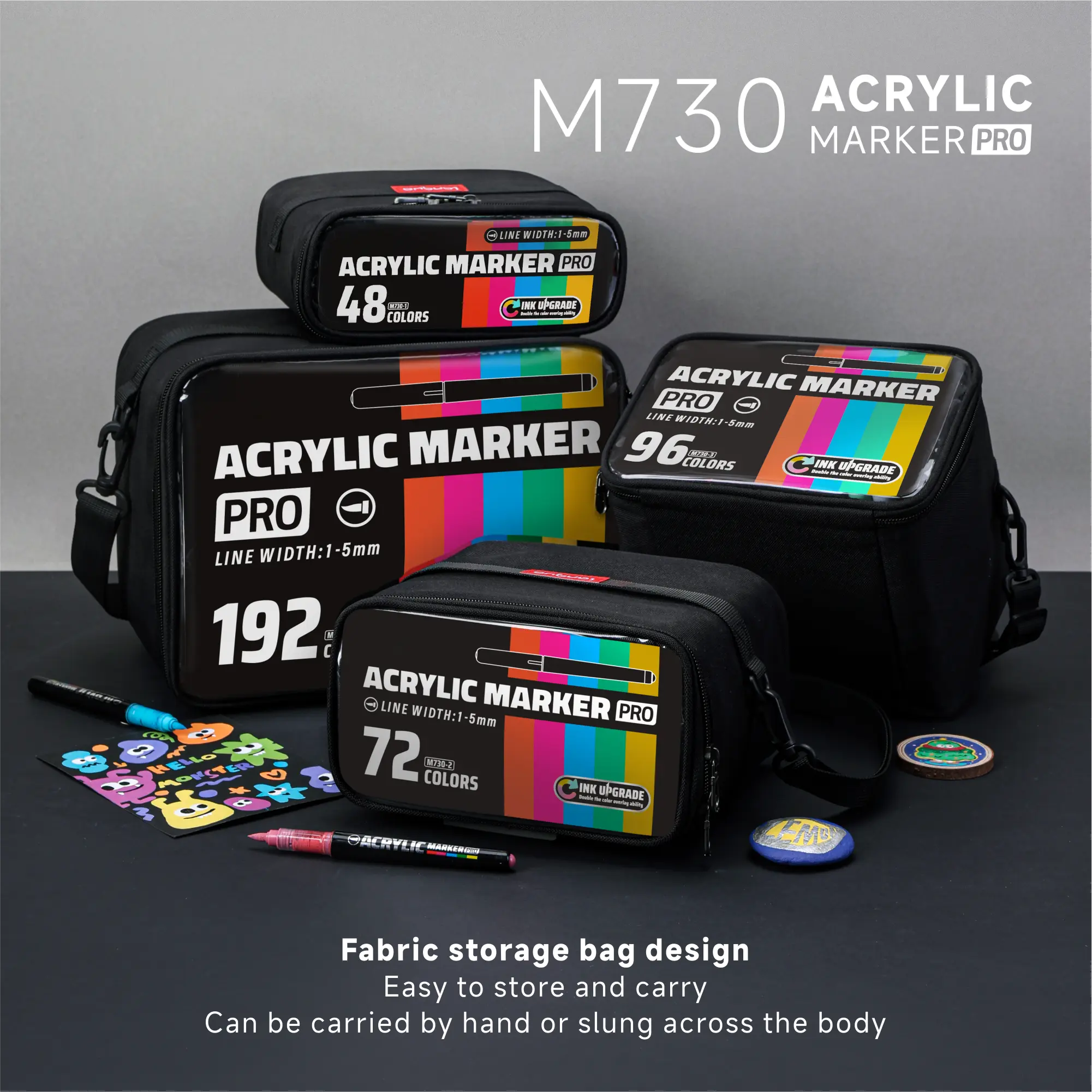 Languo Acrylic Art Markers Paint Pens - 60% Boosted Color Overlay Ink, 1-5mm Soft Brush Tip Markers & Daubers for Black Paper, Fabric, Wood, DIY Crafts (Art Supplies for Office Stationery), Acrylic Art Markers Paint Pens, Markers & Daubers