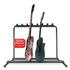 7-Slot Guitar Stand Rack - Safe Steel Frame with Rubber Padding 7-Slot Guitar Stand Rack - Safe Steel Frame with Rubber Padding