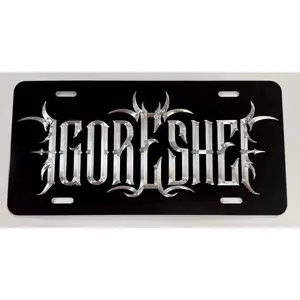 Custom Personalized Gothic License Plate Car Tag Diamond Etched Engraved on Weatherproof & Rustproof Aluminum Metal