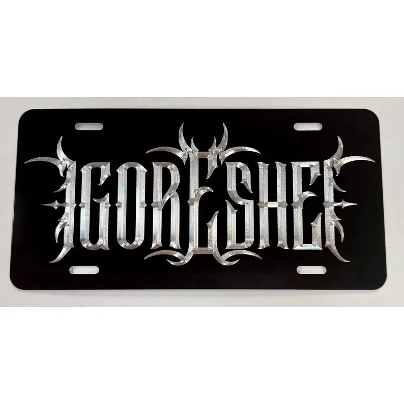 Custom Personalized Gothic License Plate - Diamond-Etched Engraving, Weatherproof Rustproof Aluminium Metal Car Tag