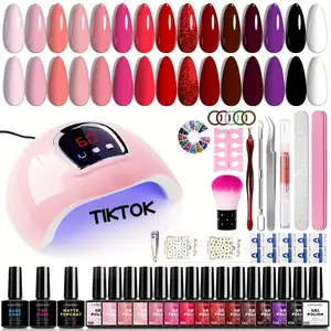 15-Color Gel Nail Kit w/ Lamp & Tools – DIY Nail Art, Hypoallergenic, USB-Powered, Base & Top Coats – Perfect Fall Gift for Women