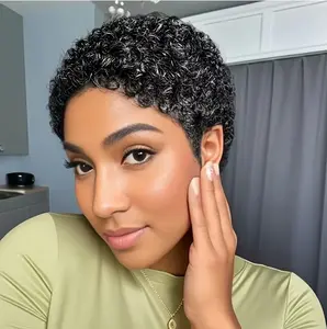 Pixie Cut Wig in Natural Black Voluminous Curly Bob Hairstyle for Women Perfect for Everyday Wear & Special Events Glueless Versatile Short Wig