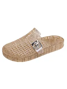 Women's Breathable Mesh Slippers, Casual Patchwork Design, Low Top Eva Sole, Comfortable Spring Summer Outdoor Walking Shoes, Sizes 36-40