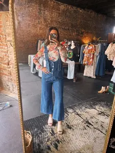 Straight Leg Denim Overalls