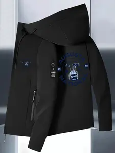 Men's Golf Club Jacket with Hood, Golf Apparel, Lightweight Windproof, Zipper Pockets, Fall & Winter Casual Loose Fit, Lightweight Sports Jacket
