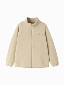 Balabala Kids Fleece Jacket Boys & Girls Spring 2026 Anti-Static Soft Lightweight Outerwear Polyester Stand Collar Ribbed Cuffs for School Playtime