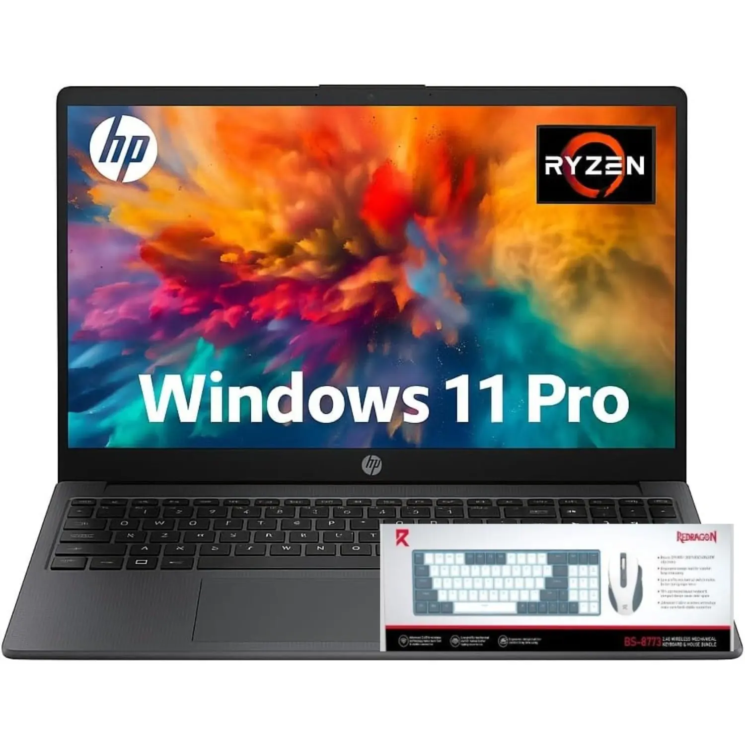HP 255 G10 Business Laptop 2025 Updated, 15.6" FHD, AMD Ryzen 7 7730U (16GB RAM | 512GB SSD), Numeric Keypad, Webcam, Windows 11 Pro, WiFi 6,Bundle Accessories