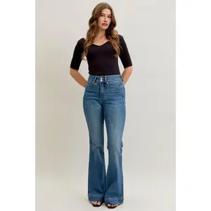 Judy Blue High Waist Tummy Control Double Button Flare Jeans