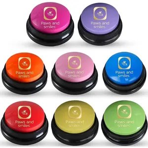 Paws and Smiles Dog Talking Buttons, 8-Pack Recordable Dog Buttons for Communication & Training, Pet Buzzer Set for Dogs & Cats, Game Buzzers