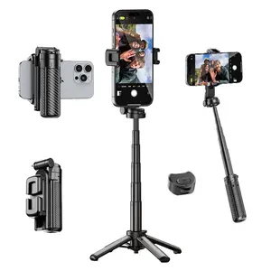 Portable Selfie Stick Tripod, 1 Count 360° Adjustable Telescopic Stabilizer with Wireless Remote Control, Phone Stand for Outdoor Travel Shooting, Tripod Standing Photo