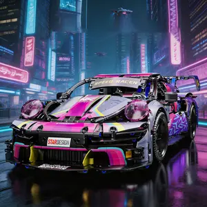 1:10 Porsche 911 Sports Car Building Set – DIY Model Car Kit, Vibrant Color Buildable Blocks, Collectible Racing Car Project Gift for Teens and Adults