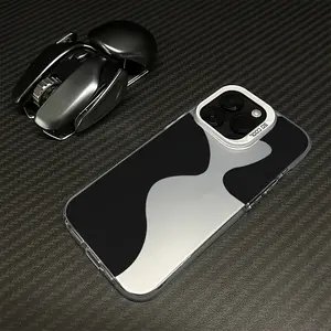 Irregular Milk Cow Pattern Phone Case for iPhone 17,16 E Pro Max,15 Plus,14,13,12,11,Air - Simple Fashion Trend Design, Anti-Scratch, Shockproof, Durable Cellphone Casing for Handheld Devices, Mobile Phone Accessories
